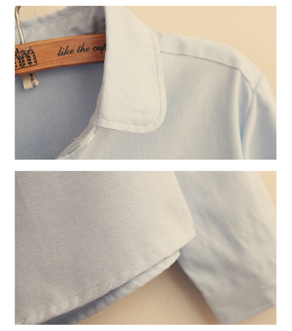 胸元刺繍入りラウンドカラー無地ストレート長袖カジュアルシャツ hs0168-2