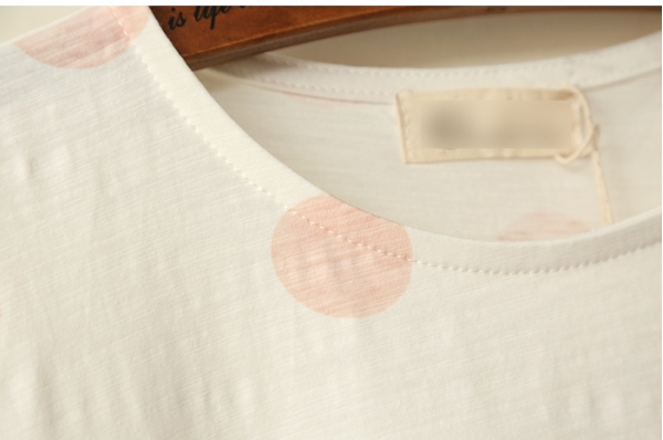 半袖Tシャツ　ドット柄/水玉　クルーネック/丸首【ピンク】［フリー］ hs2009-3