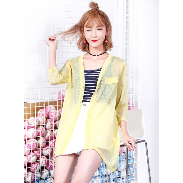 ガーベラレディース 韓国風 カジュアル ファッション 通気性 七分丈袖 涼しい カーディガン mb11985-2