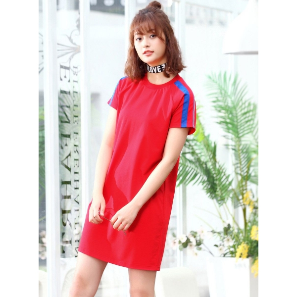 ガーベラレディース 韓国風 ファッション シンプル ストレート 丸首 半袖 ワンピース mb11987-1