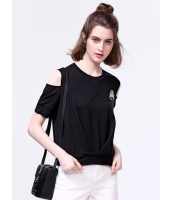 ガーベラレディース 韓国風 ファッション 個性派 肩穴 丸首 Tシャツ mb12002-1