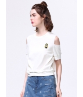 ガーベラレディース 韓国風 ファッション 個性派 肩穴 丸首 Tシャツ mb12002-2