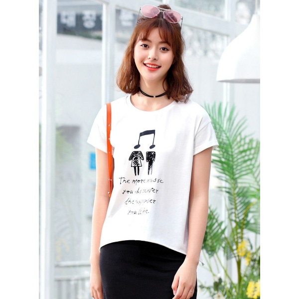 ガーベラレディース 韓国風 ファッション 文字入り 丸首 半袖 Tシャツ mb12016-2