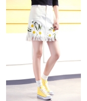 ガーベラレディース 韓国風 ファッション 刺繡入り フリンジ ミニAライン デニム スカート mb12022-1