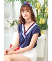 ガーベラレディース 韓国風 ファッション シンプル Vネック ミディアム丈 Tシャツ mb12027-2