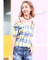 ガーベラレディース 韓国風 ファッション 格子 ショート丈 半袖 ブラウス mb12033-1