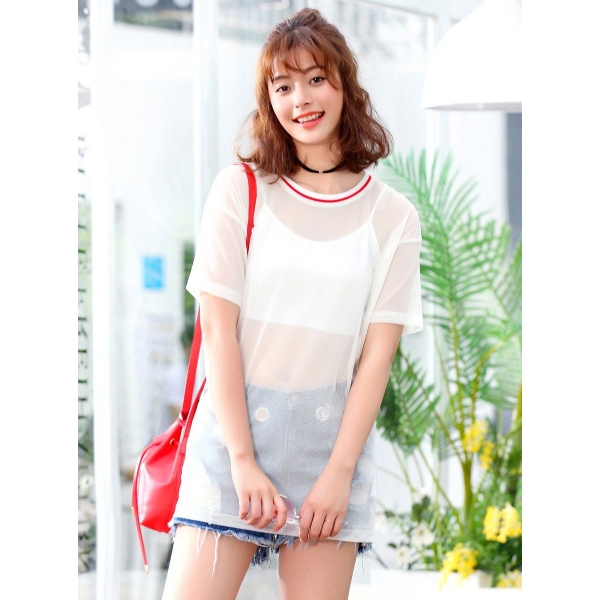 ガーベラレディース 韓国風 ファッション 柔らか 半袖 ロング丈 Tシャツ mb12061-1