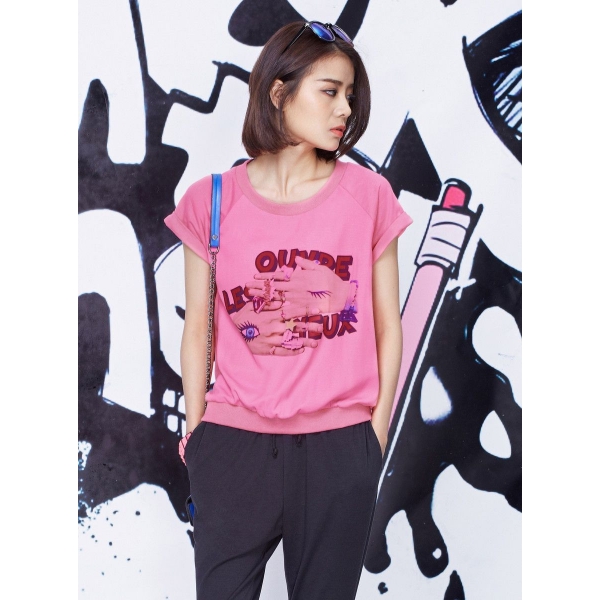 ガーベラレディース 韓国風 ファッション コーデアイテム ベーシック リラックス Tシャツ mb12163-2
