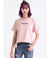 ガーベラレディース 韓国風 ファッション コーデアイテム 文字入り 小さいスリット ハイロー 半袖 Tシャツ mb12300-3