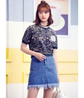 ガーベラレディース 韓国風 ファッション 小花 丸首 半袖 ゆったり Tシャツ mb12306-1