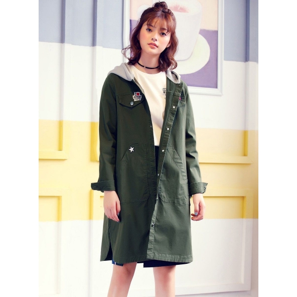 ガーベラレディース 韓国風 ファッション フード付き ロング丈 コート mb12312-1