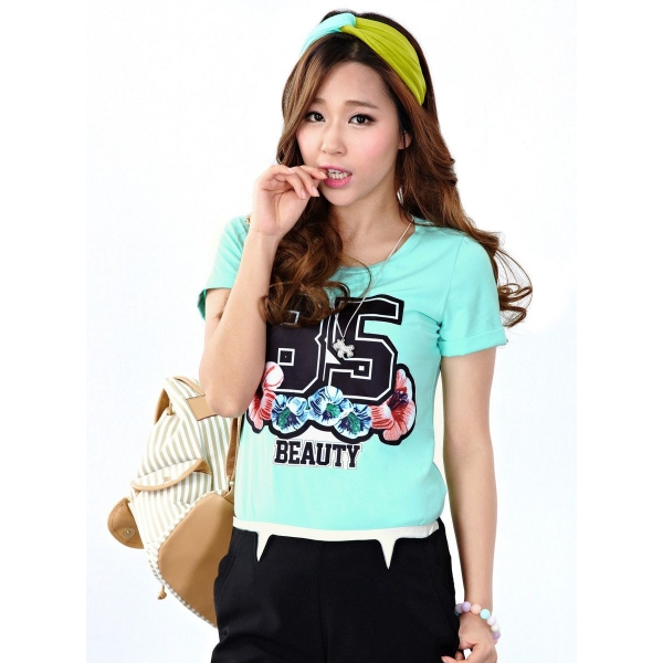 ガーベラレディース Tシャツ・カットソー 半袖  韓国風 ファッション スポーティ mb12387-1
