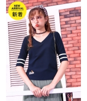 ガーベラレディース Tシャツ カットソー 韓国風 シンプル Vネック mb14639-3