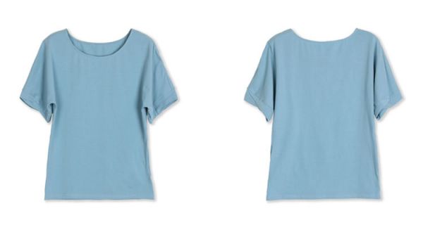 【即納】Tシャツ/カットソー/シースルー刺繍入りアウター付き2点セット/インナー無地クルーネック-rp4312【カラー：ライトブルー】【サイズ：XL】