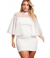 ホワイト 大きいサイズ セミシースルー ドレス cc220153-1