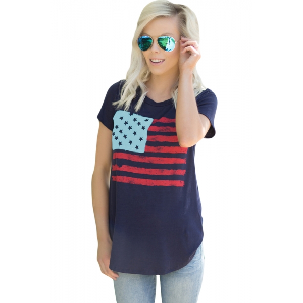 全アメリカ 国旗 Tシャツ ネイビー lc250188-5