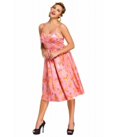 ピンク ピンアップ デジタル 花柄 スイング ビンテージ ドレス cc61063-10