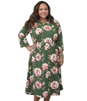 オリーブ 花柄 大きいサイズ ドレス cc61771-9